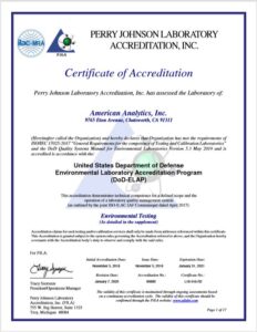 American Analytics DoD ELAP Certification