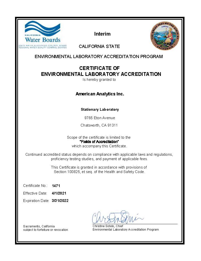 ELAP Certification American Analytics